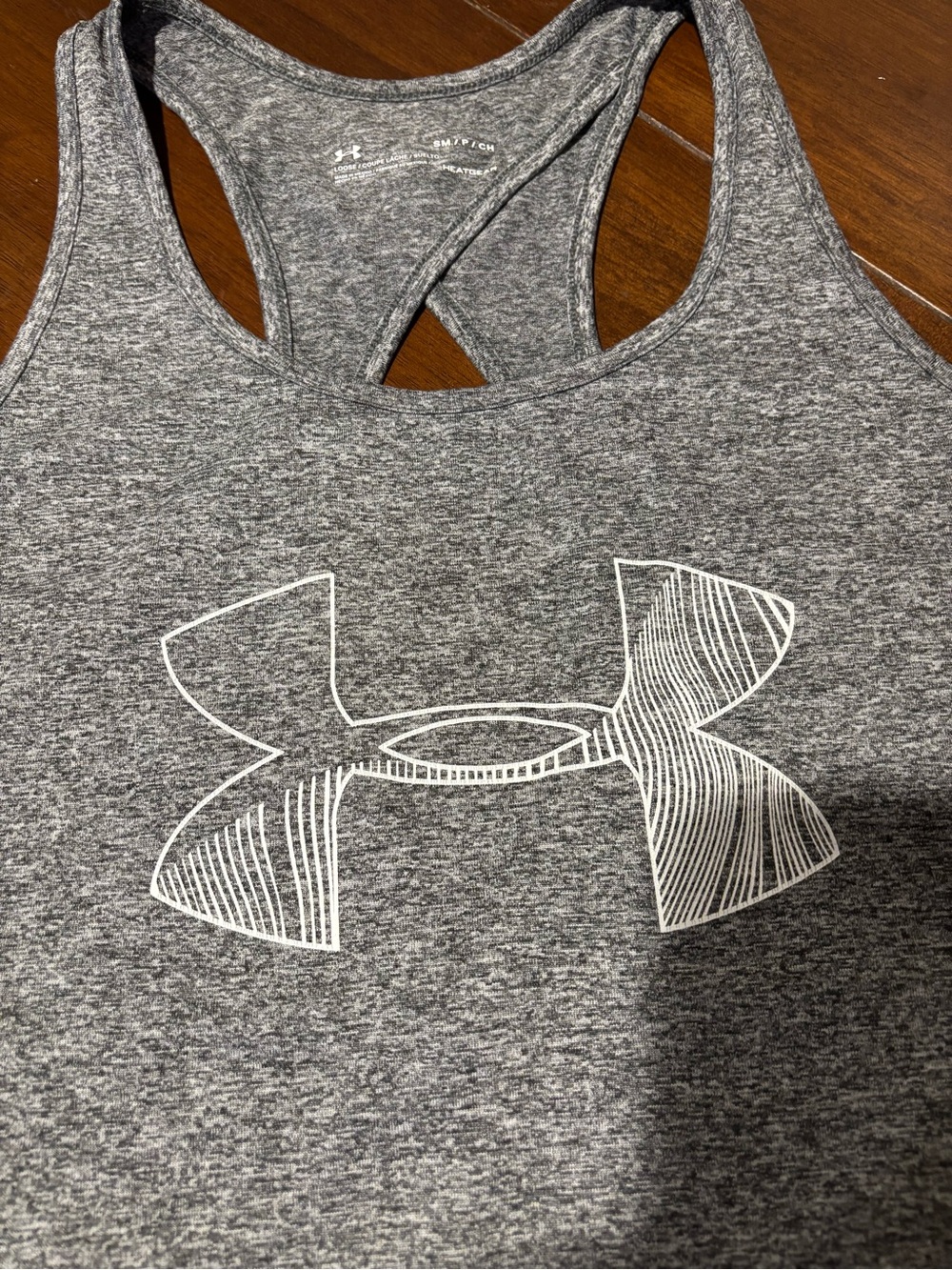 Under Armour Heather Gray Racerback Logo Tank - Picture 2 of 5